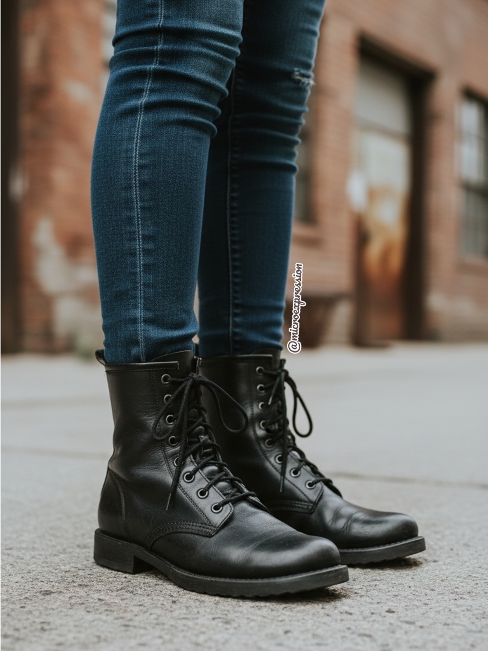 Frye Veronica Combat Black Leather Lace Up Boots - Picture 3 of 16